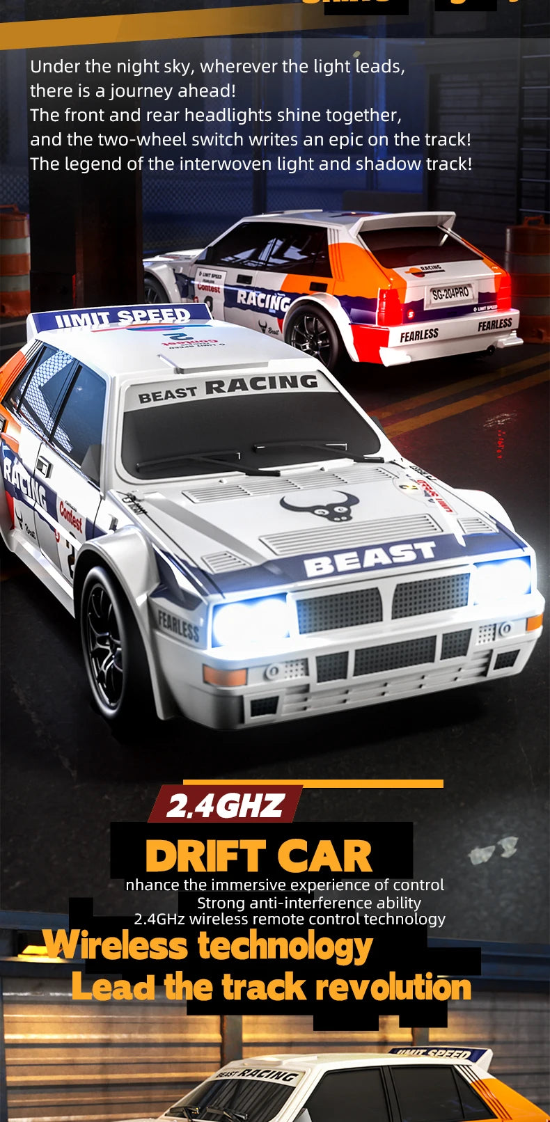 2025 4WD RC Car escala 1:24 tracción en las cuatro ruedas Drift con dos configuraciones de velocidad 20 km/h luz LED juguetes para niños recargable SG204PRO