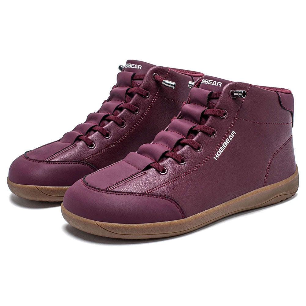 HOBIBEAR Zapatos descalzos de caña media, botines minimalistas con punta ancha Unisex, zapatillas antideslizantes de cuero Artificial para exteriores