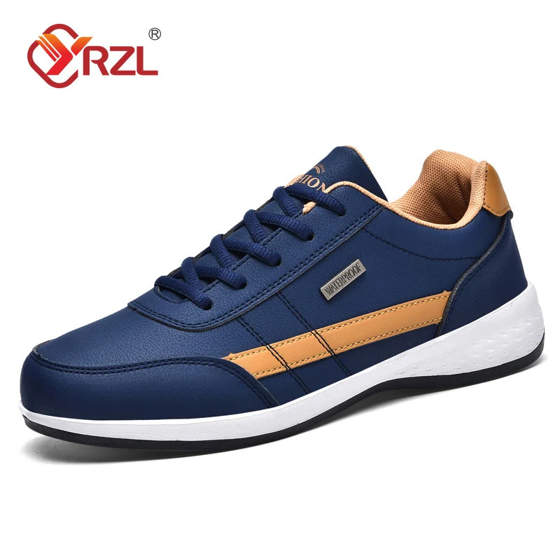 Zapatos YRZL para hombre, zapatillas impermeables para caminar para primavera y otoño, zapatos deportivos de cuero para hombre, zapatillas cómodas antideslizantes para hombre