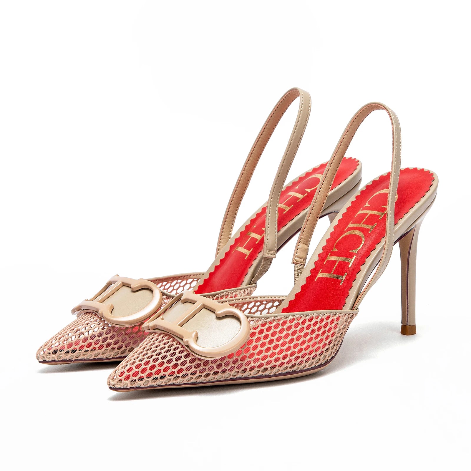 Stilettos de Tacón Alto con Malla para Mujer - Correa en T