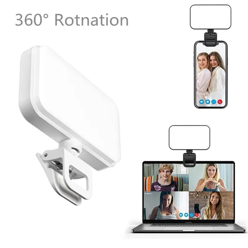 MEUYAG - Luz LED de Bolsillo para Selfies, para iPhone, iPad, Teléfono Móvil, Portátil, Clip con Flash, Anillo de Luz para Video y Fotografía