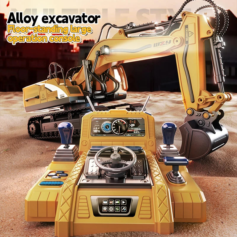 12/13/15CH RC excavadora oruga pista camión de aleación vehículo de ingeniería sonido Spray 680 rotación coche niños juguetes para niños regalo de Navidad