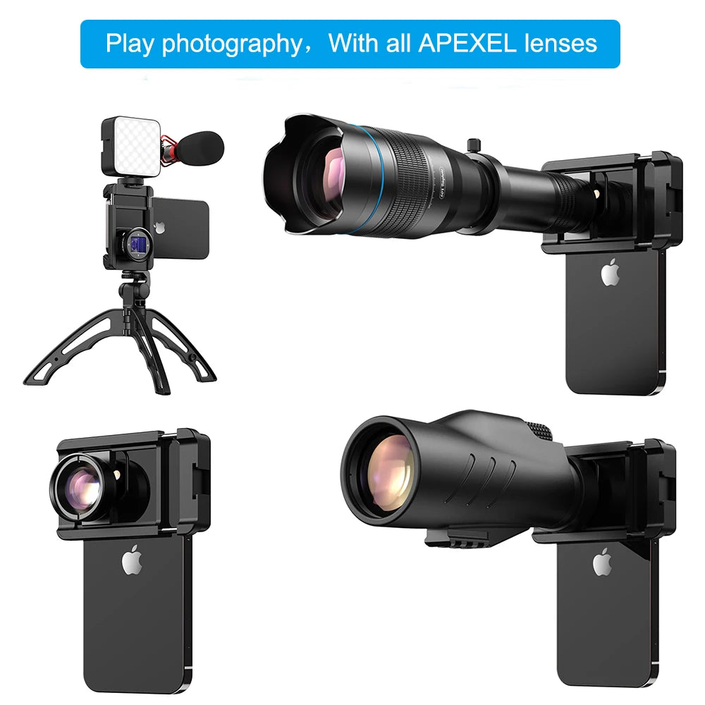 Clip Universal APEXEL 17mm Extensible para Lentes de Teléfono