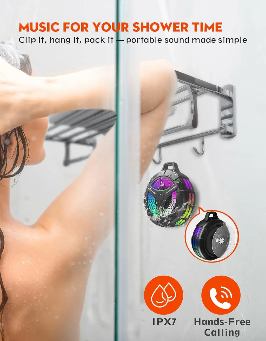 Altavoz Bluetooth de Ducha IPX7 con Ventosa