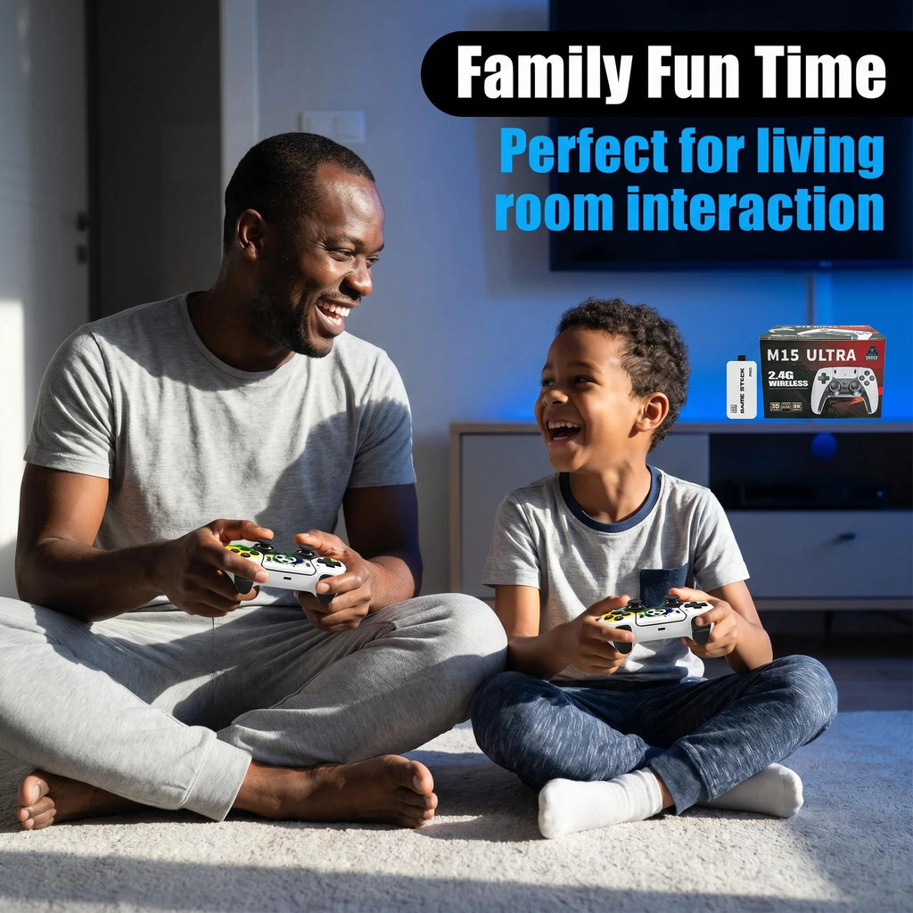 Consola retro 4K HDMI con 64 GB/128 GB, más de 50 000 juegos, mandos inalámbricos duales de 2,4 G, Plug and Play, compatible con PS1, Sega Arcade, GBA, MD, TV doméstica, 2 jugadores, ideal para familias y niños.