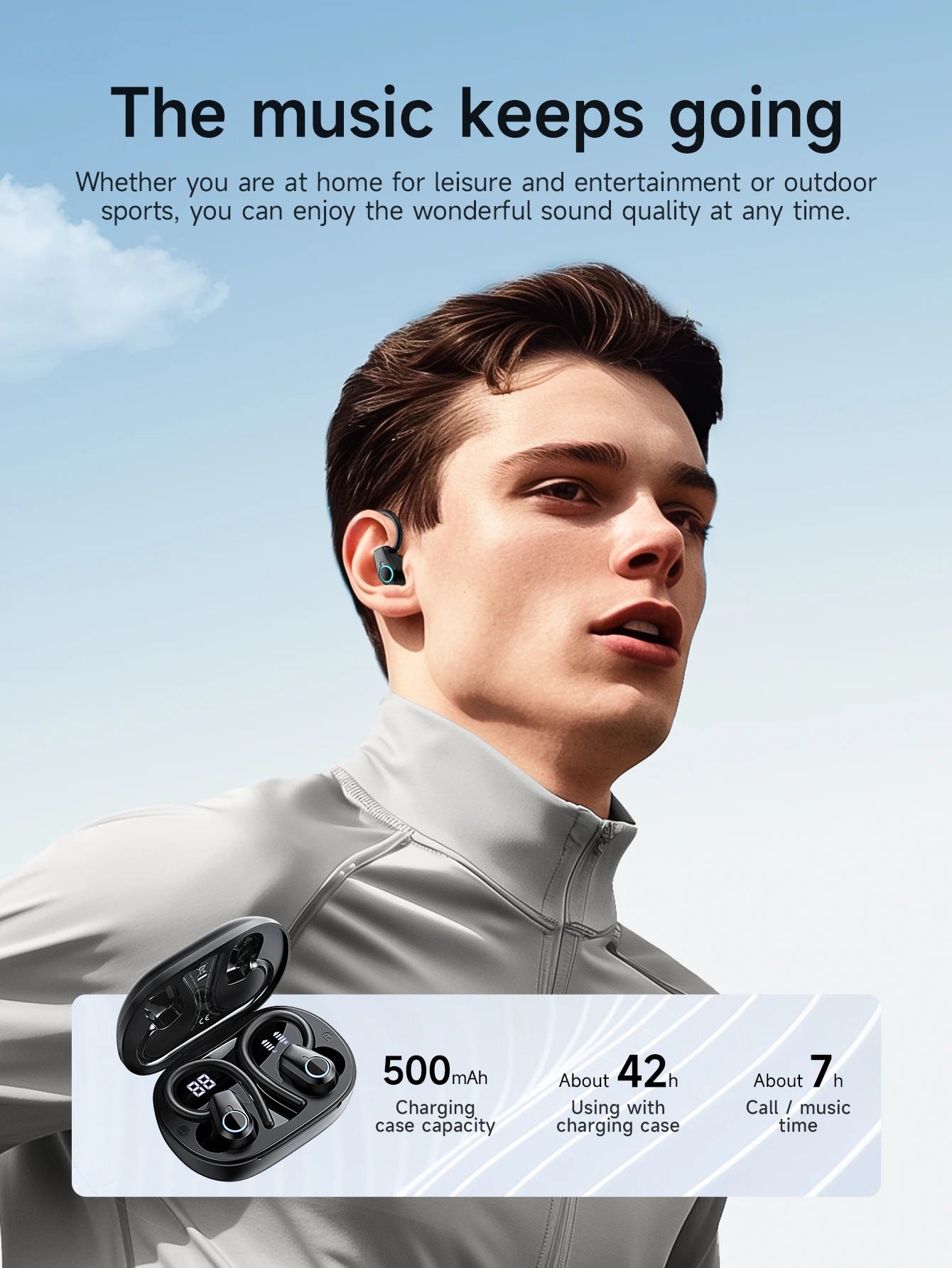 HOCO EQ8 Auriculares Bluetooth 5.3 Pantalla LED HiFi