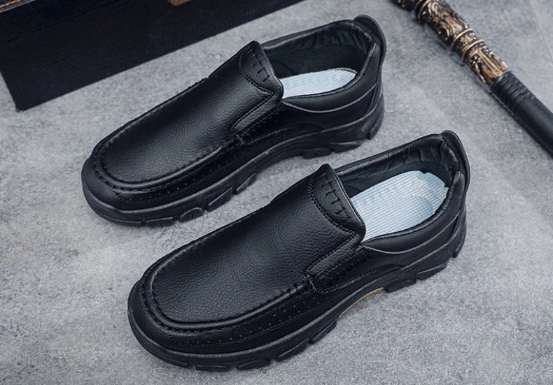 Nuevos zapatos informales para hombre de primavera y otoño, zapatos británicos para papá de mediana edad, zapatos de cuero de negocios a la moda