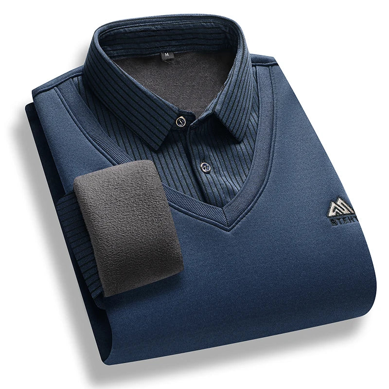 Suéter de Lana con Cuello Polo para Hombre - Jersey Grueso Invierno