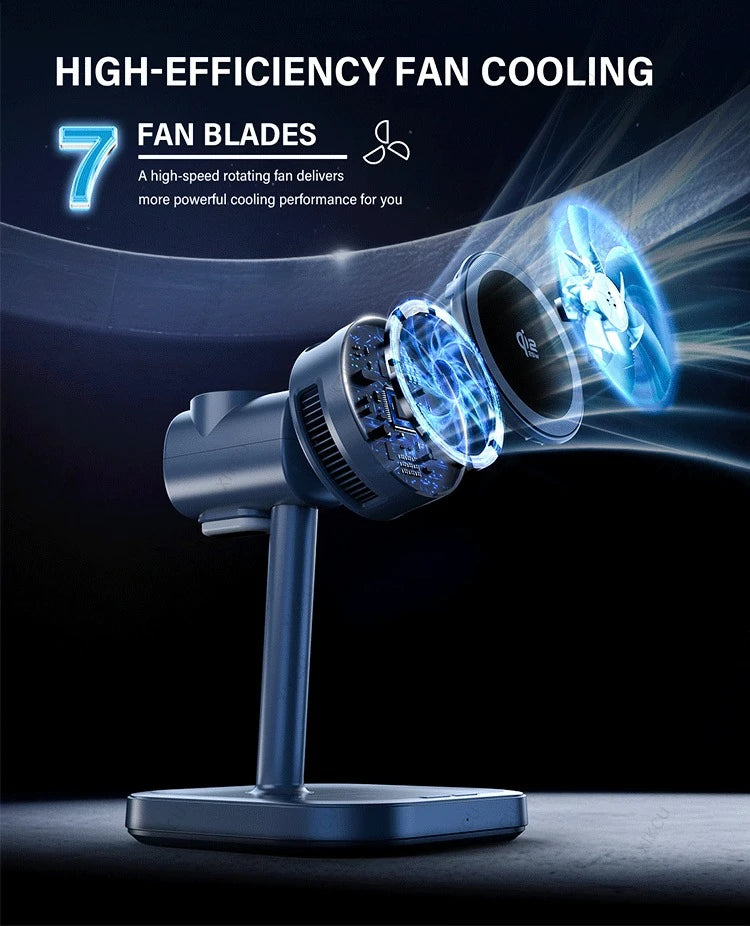 Cargador Inalámbrico Magnético Qi2 de 25W con Luz LED y Refrigeración por Aire para iPhone 17 16 15 14 13 12, Apple Watch y Airpods Pro, Carga Rápida