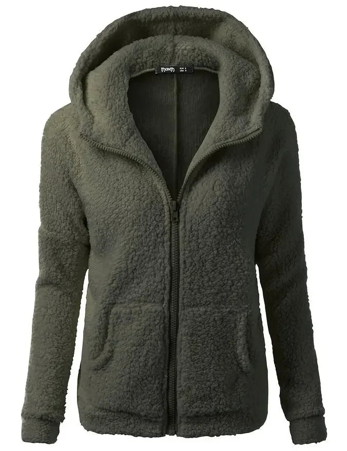 Chaqueta cálida de otoño e invierno para mujer, Sudadera con capucha informal 2025, sudaderas con capucha para mujer, sudadera con cremallera, abrigo liso de lana suave para mujer