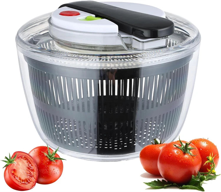 LMETJMA-girador de ensalada de 3L, tazón de ensalada grande con tapa, fácil de presionar con una sola mano, Spinner para ensalada, lavadora, secadora, mezclador escurridor JT249