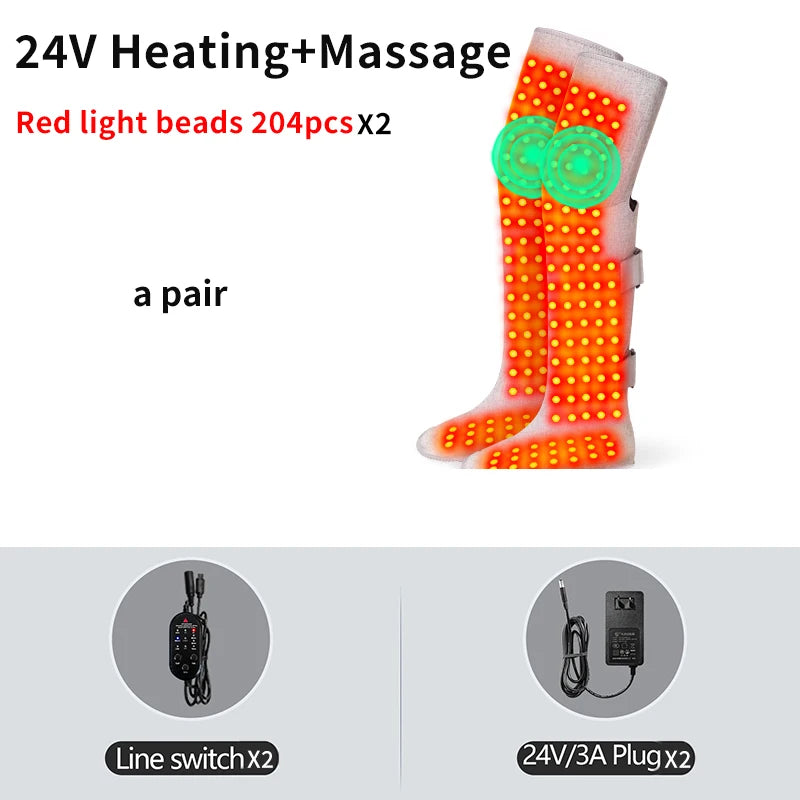 Botas Eléctricas con Calor y Luz Roja, 3 Niveles de Calor, Masaje, Calidez Invernal - Relajación Muscular, Comodidad, Cuidado de las Piernas para Personas Mayores y Entusiastas del Fitness