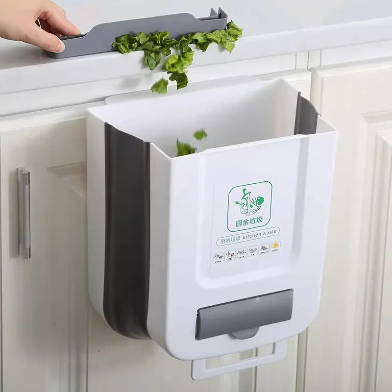 Cubo de basura plegable para cocina, cubo de basura montado en la pared, cubo de basura para puerta de armario de cocina, cubo de basura plegable para vehículos
