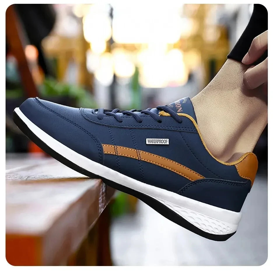Zapatillas de deporte para hombre, zapatos deportivos informales, zapatos de cuero para caminar al aire libre para hombre, fondo suave para las cuatro estaciones