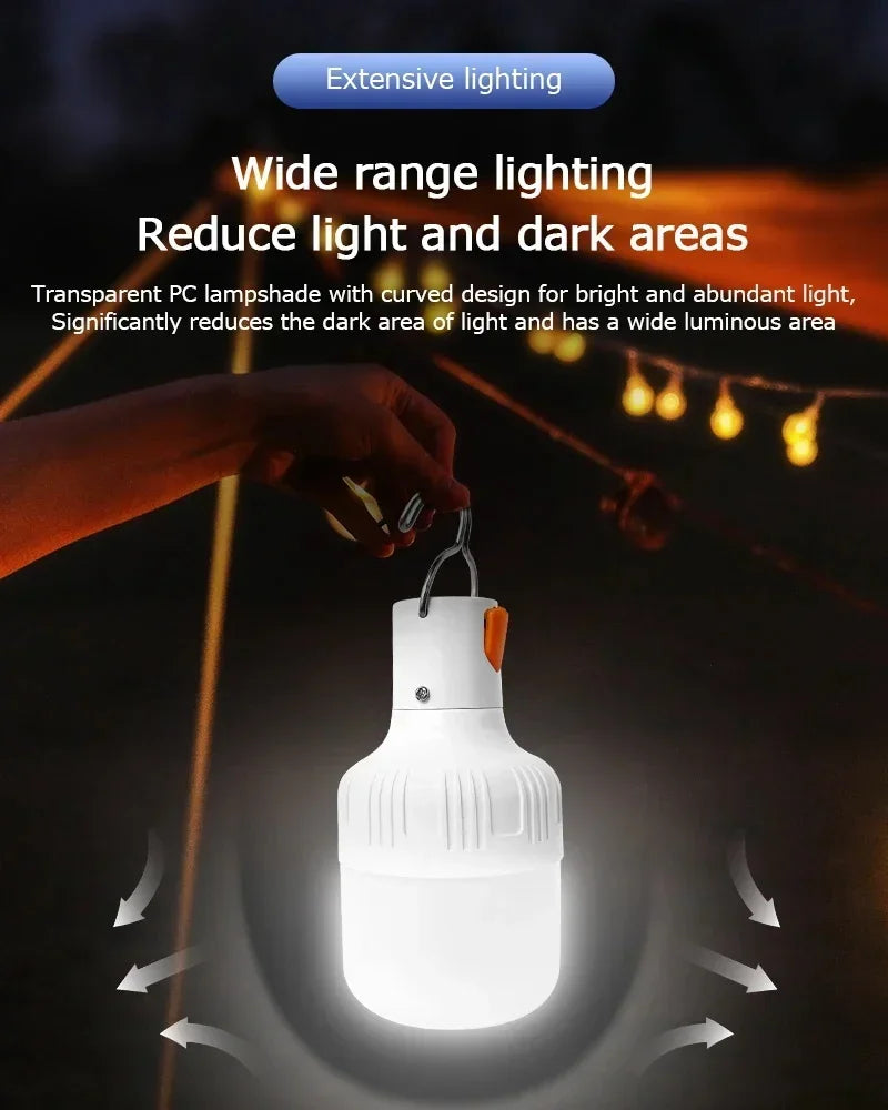 Luz LED Recargable para Camping con Gancho