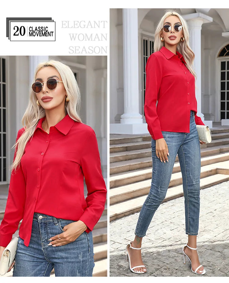 Blusa Elegante de Gasa con Botones para Mujer