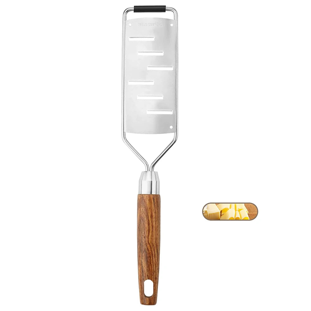 Rallador Zester de acero inoxidable con mango de madera