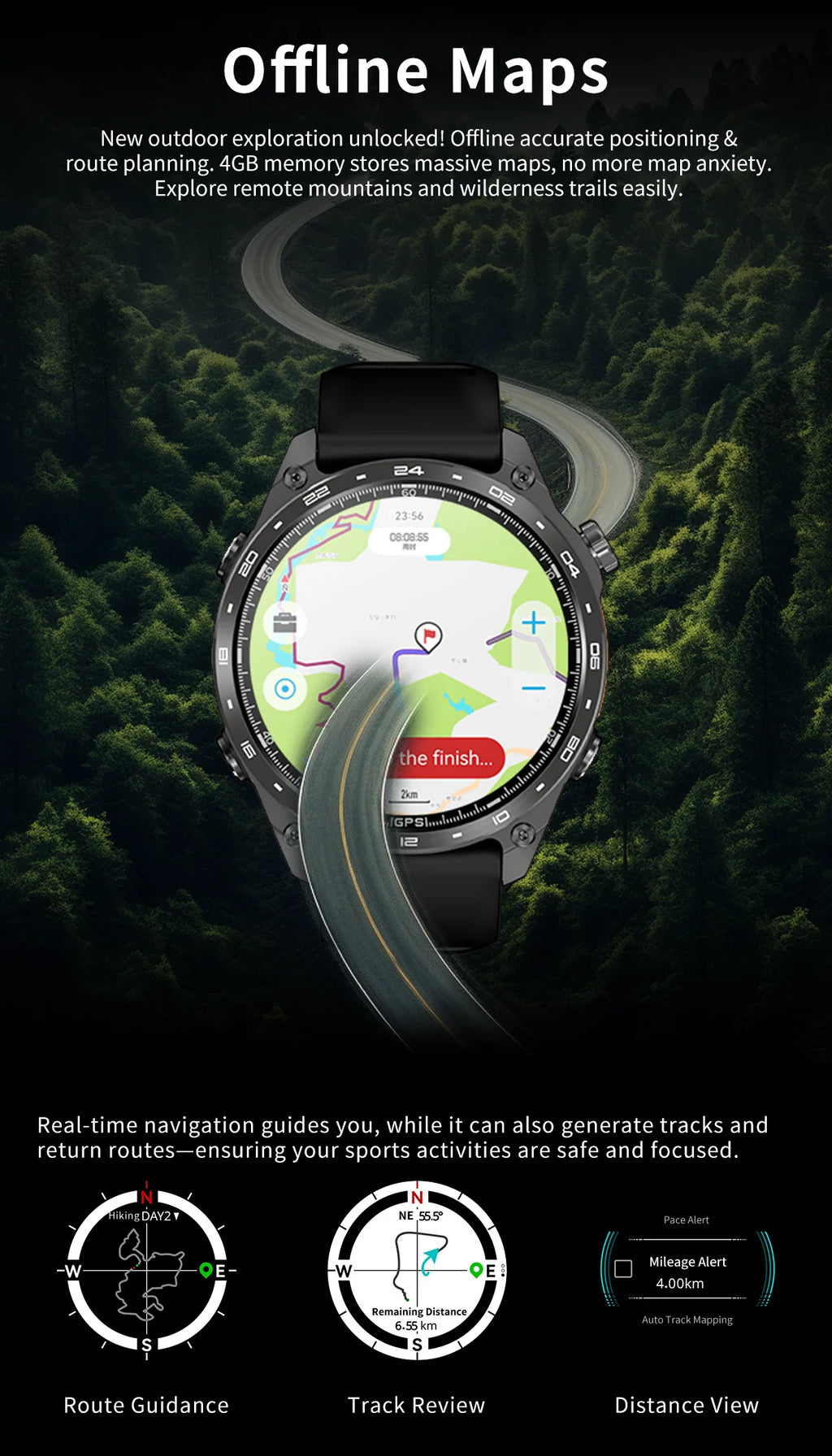 Reloj Inteligente Militar GPS Altímetro 530mAh