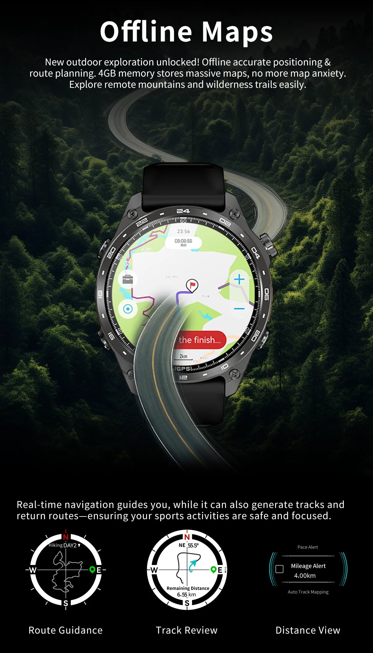 Reloj Inteligente Militar GPS Altímetro 530mAh