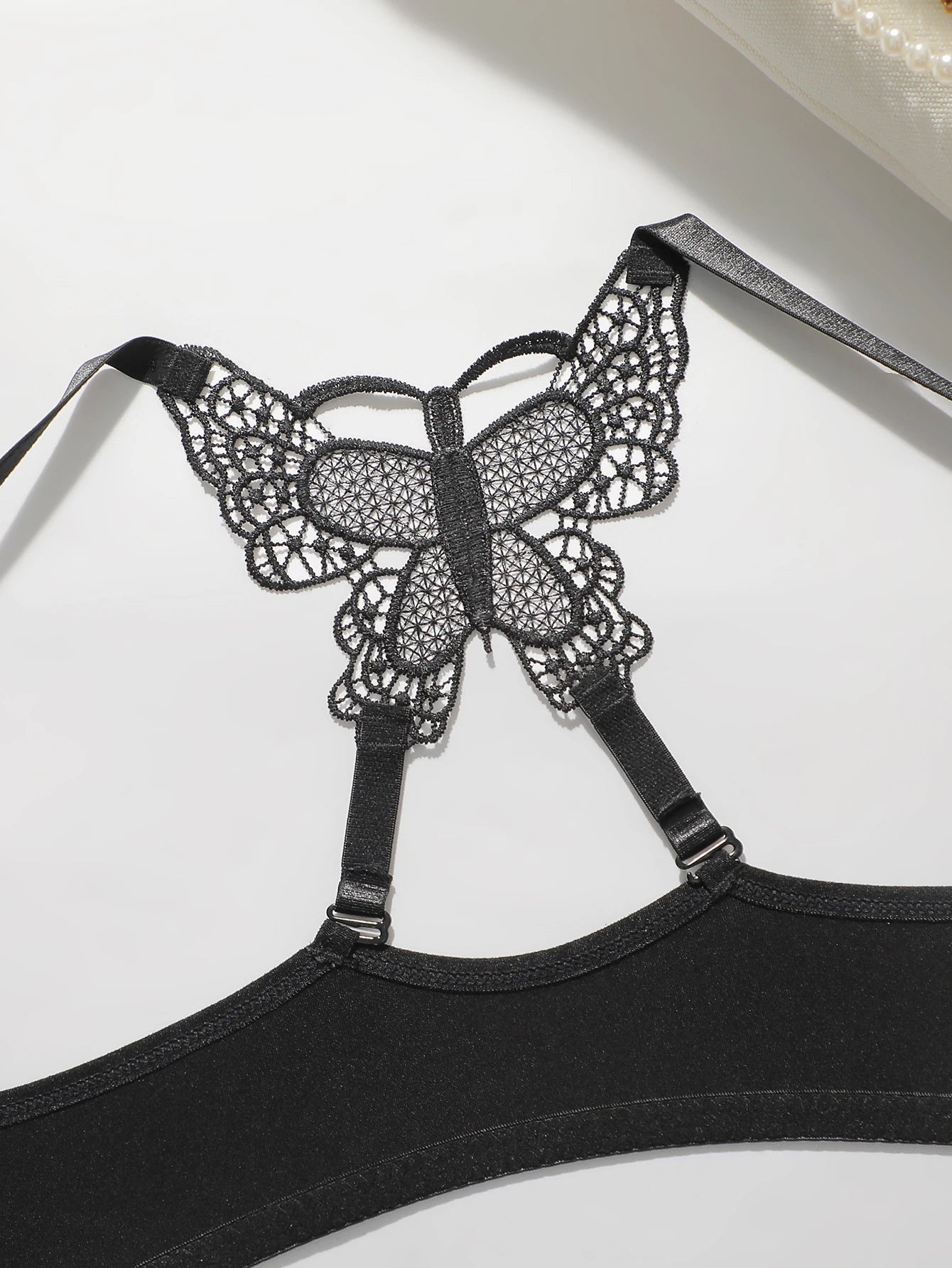 Conjunto de Sujetador y Tanga con Bordado Floral