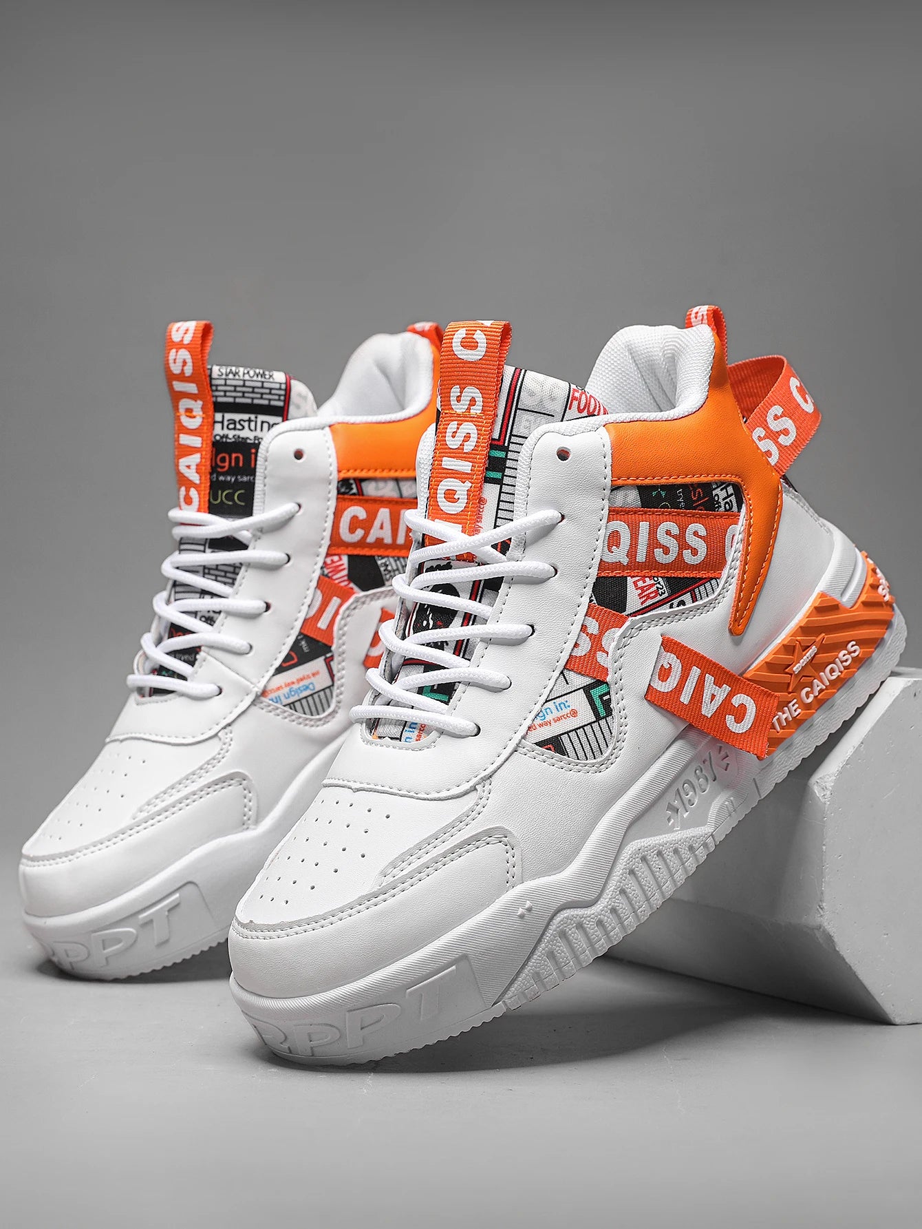 Zapatillas de plataforma con grafiti para hombre, estilo urbano, con cordones