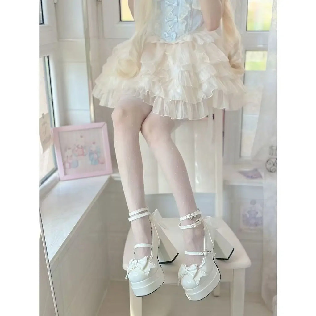 Zapatos Mary Jane de Tacón Alto con Plataforma y Moño – Mujer