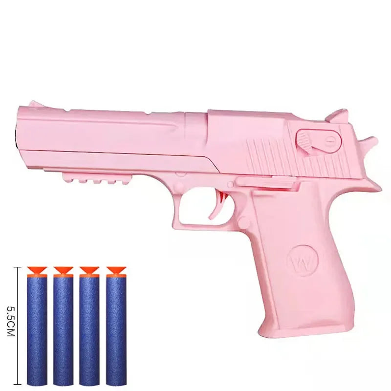 Pistolas de juguete para niños, pistola de plástico Manual, juguete de espuma para dardos, lanzador de modelo de tiro para niños y niñas, juegos al aire libre