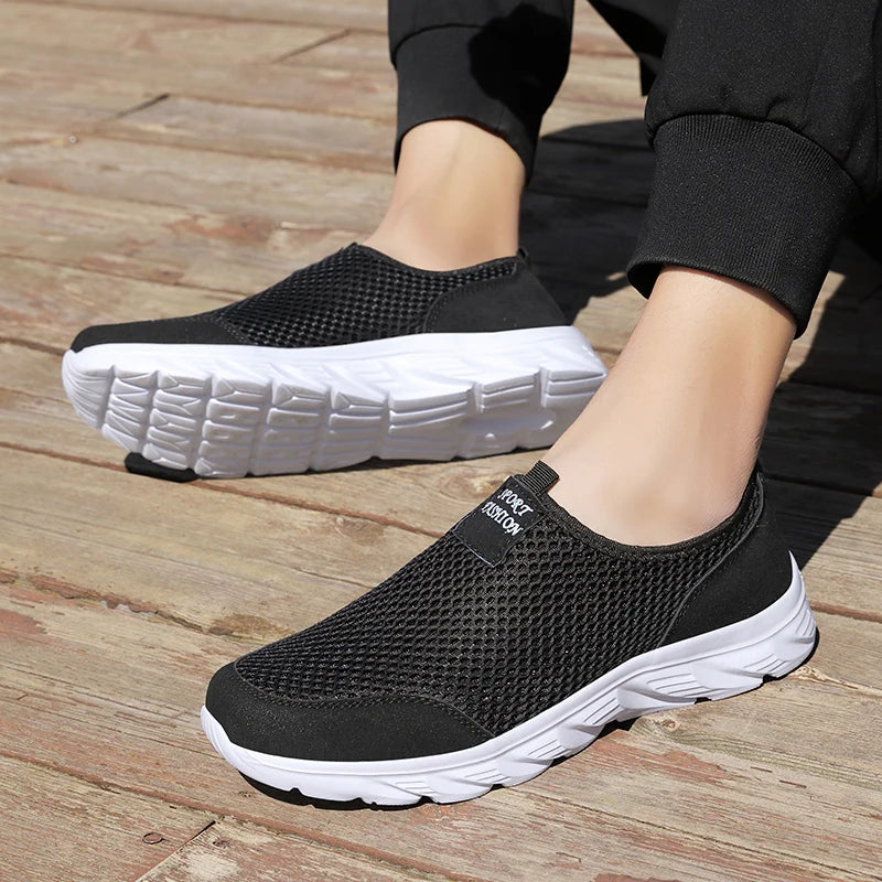 2023 zapatos informales ligeros para hombre, zapatillas informales transpirables sin cordones para hombre, zapatos planos antideslizantes para caminar al aire libre, talla 39-47