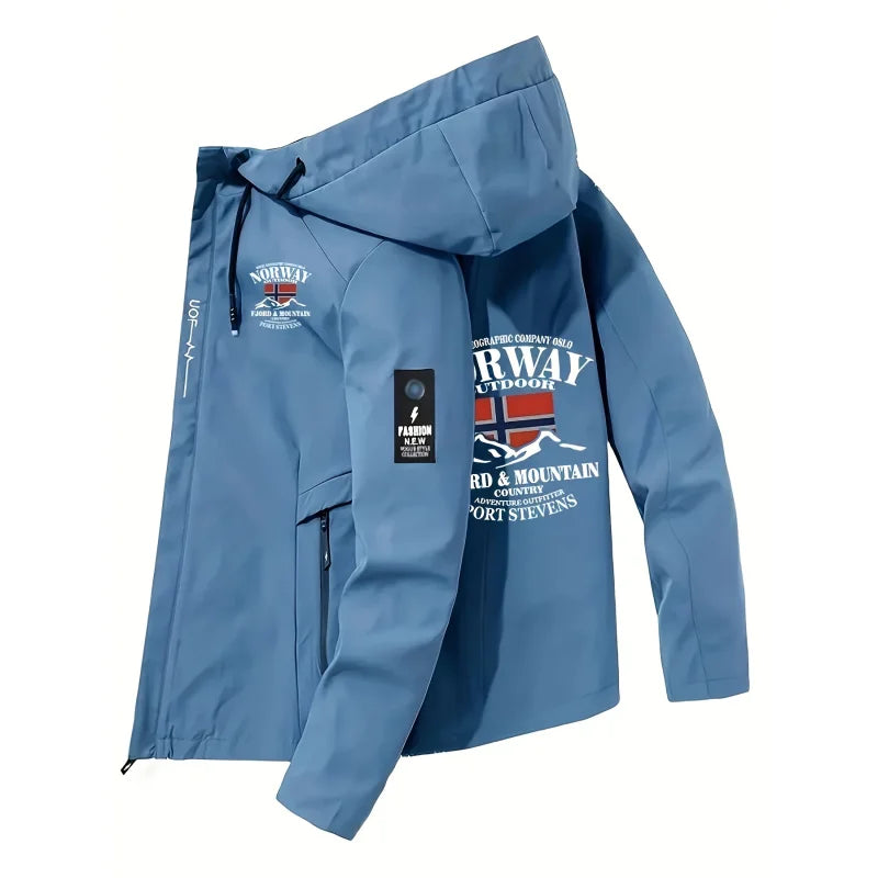 Chaqueta con Capucha para Hombre – Estampado Letras, Cierre Cremallera