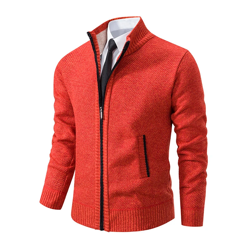 Buzo Cárdigan con Cremallera para Hombre – Cuello Alto y Forro Polar