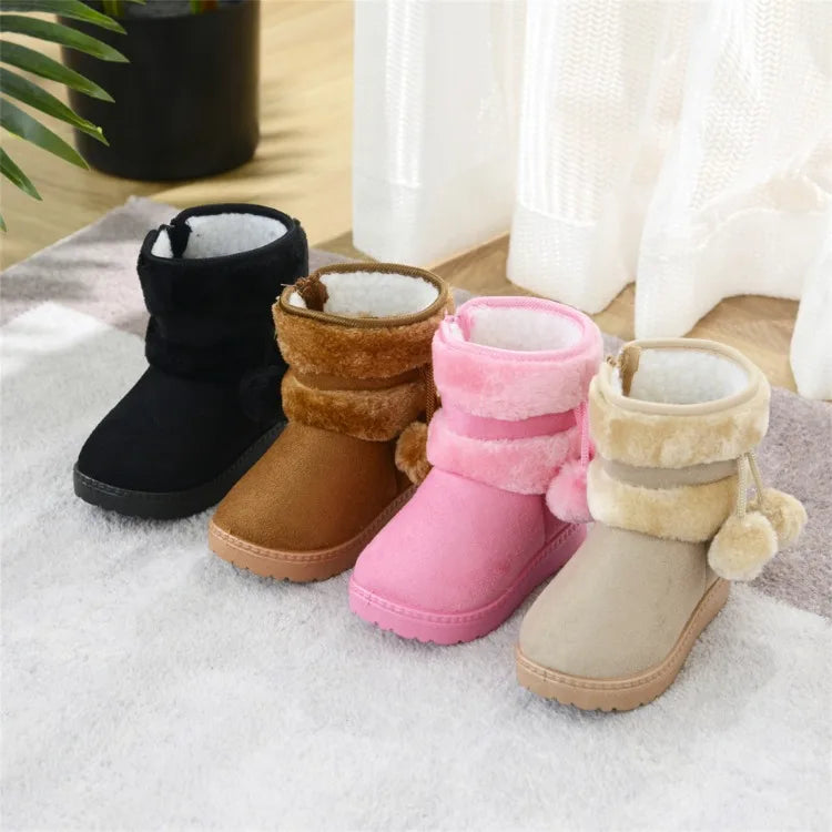 Nuevas botas de nieve para niñas, botas de invierno cómodas y gruesas y cálidas para niños, botas gruesas de otoño para niños, zapatos de princesa