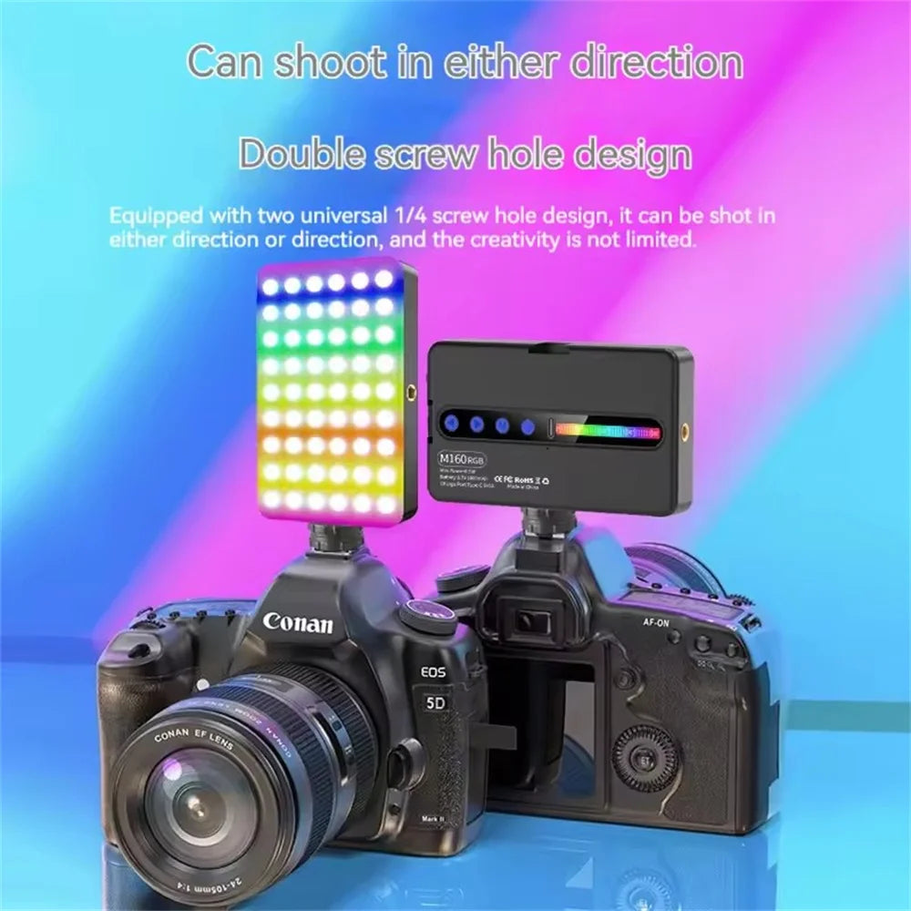 Luz LED RGB para cámara, Kit de luz de vídeo con salida a todo Color, regulable, 2700K-6500K, Panel de luz bicolor CRI 95+, recargable, 1800mAh