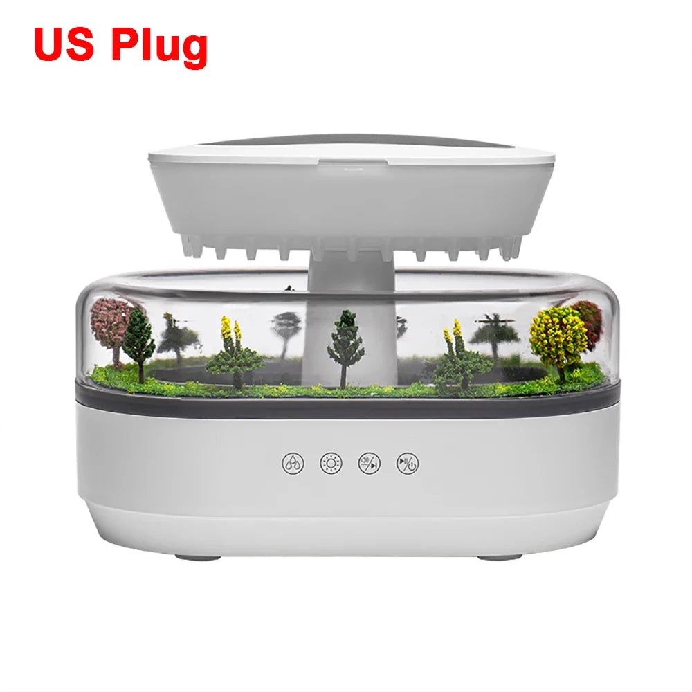 Nuevo humidificador de aire de gota de lluvia, humidificador de Aroma, luz de ambiente colorida, ruido blanco, música esencial, difusor de fragancia de aceite para el hogar