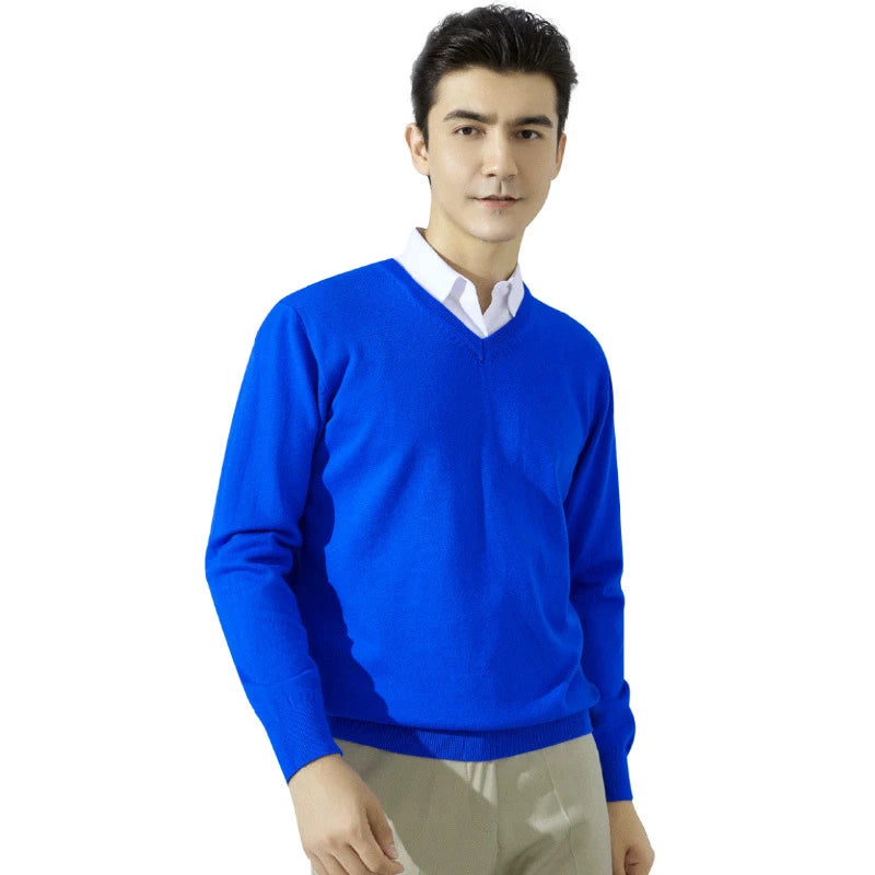 Buzo de punto con cuello en V para hombre - Algodón y Cachemira