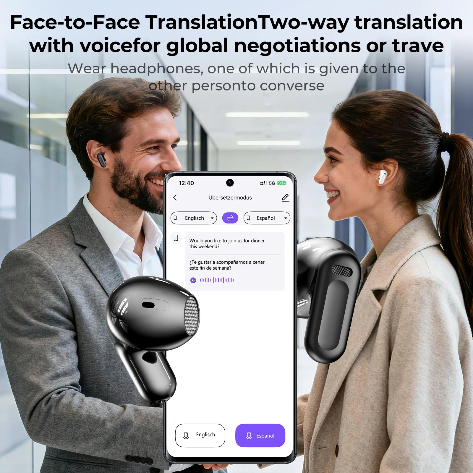 Auriculares inalámbricos Bluetooth originales HTC NE20, auriculares internos con traducción por IA, pantalla táctil multifunción LED, auriculares con reducción de ruido