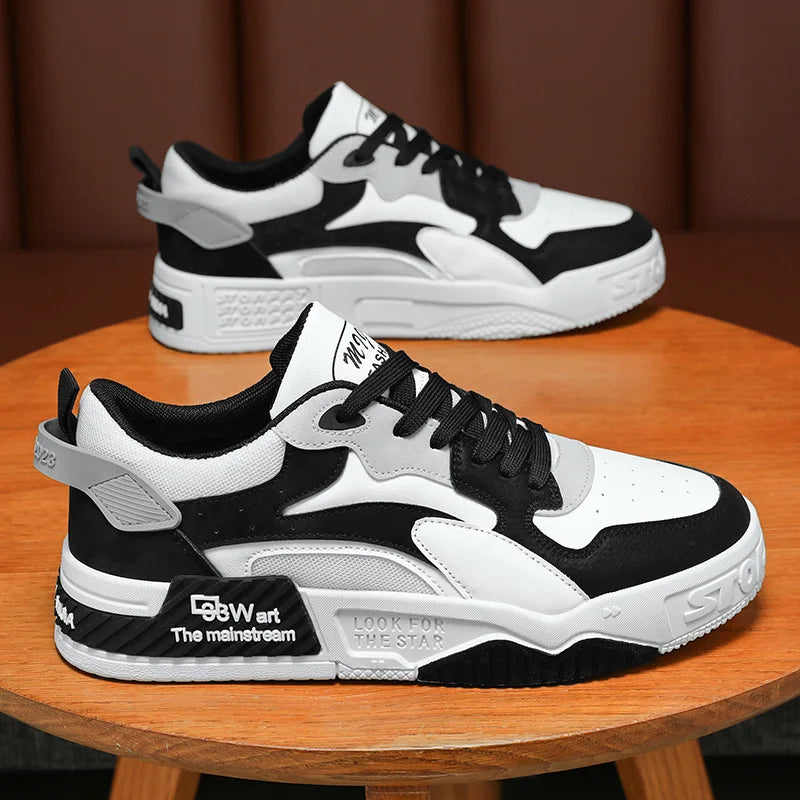 Zapatillas de deporte de otoño para hombre, zapatos de plataforma cómodos, zapatos vulcanizados con cordones de tendencia, Zapatillas informales blancas