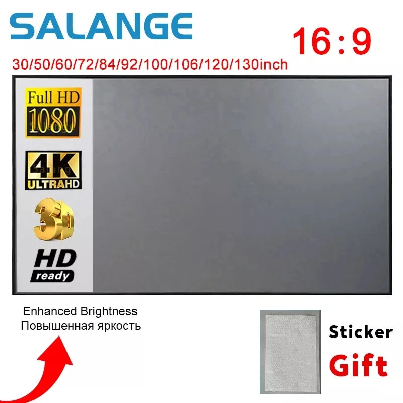 Pantalla de proyector Salange, pantalla de proyección de tela reflectante de 60 100 120 pulgadas para proyector YG300 XGIMI DLP LED Home Theater