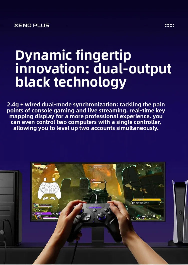 Control Inalámbrico para Juegos LeadJoy XENO Plus, Control de Movimiento FPS, Giroscopio, Joystick TMR, Compatible con PC, Switch2, Steam Deck, iOS, Android, Apex