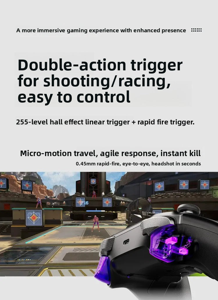 Control Inalámbrico para Juegos LeadJoy XENO Plus, Control de Movimiento FPS, Giroscopio, Joystick TMR, Compatible con PC, Switch2, Steam Deck, iOS, Android, Apex