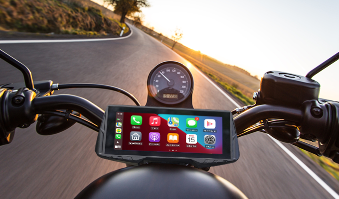 Spedal CL876 Gps inalámbrico para motocicleta, CarPlay/Android Auto, 6,86 pulgadas, 1080P, cámaras duales, grabación en bucle, monitoreo de presión de neumáticos