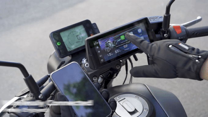 Spedal CL876 Gps inalámbrico para motocicleta, CarPlay/Android Auto, 6,86 pulgadas, 1080P, cámaras duales, grabación en bucle, monitoreo de presión de neumáticos