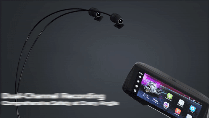 Spedal CL876 Gps inalámbrico para motocicleta, CarPlay/Android Auto, 6,86 pulgadas, 1080P, cámaras duales, grabación en bucle, monitoreo de presión de neumáticos