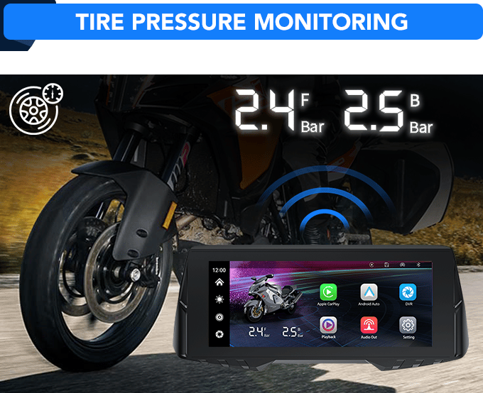 Spedal CL876 Gps inalámbrico para motocicleta, CarPlay/Android Auto, 6,86 pulgadas, 1080P, cámaras duales, grabación en bucle, monitoreo de presión de neumáticos